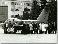 OSKBES staff near Foton airplane. MAI, 1986